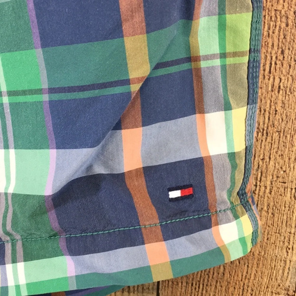 Tommy Hilfiger Board Shorts Mens XXL Green Plaid Swim Trunks Surf Summer Beach - Picture 4 of 16